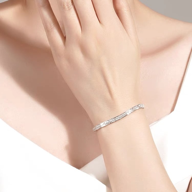 14K GOLD 2.3 CT NATURAL H DIAMOND BRACELET - 4