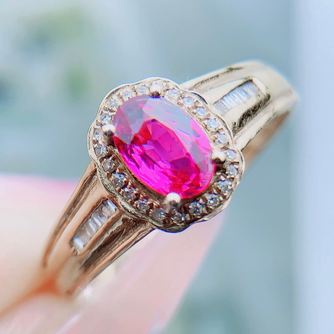 14K GOLD 0.55 CT NATURAL RUBY and DIAMOND RING (1 of 6)