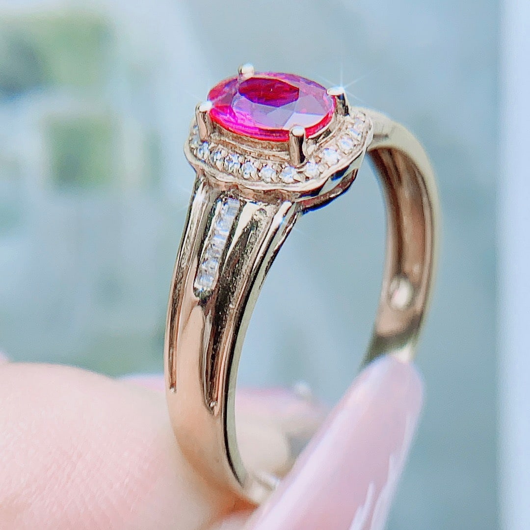 14K GOLD 0.55 CT NATURAL RUBY and DIAMOND RING - 4