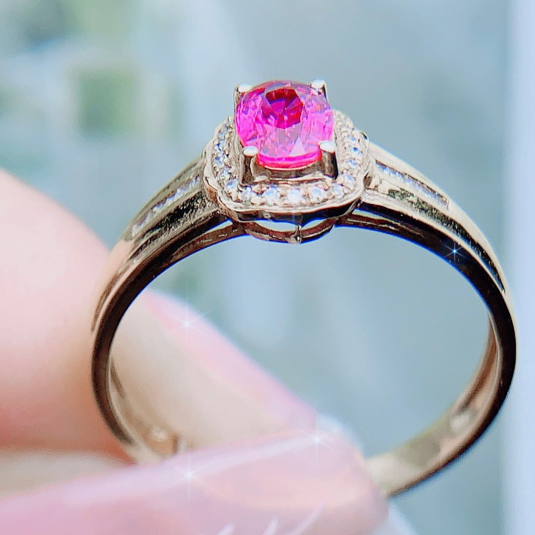 14K GOLD 0.55 CT NATURAL RUBY and DIAMOND RING - 5