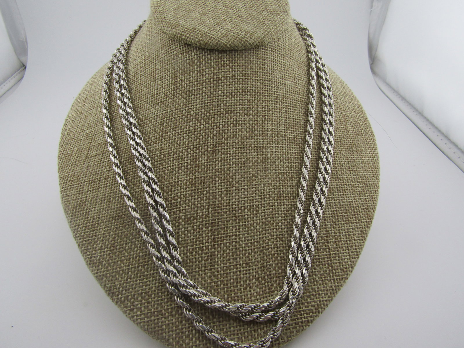 Vintage Sterling 3.5mm Rope Chain Necklace, 60", 1980's-1990's, Italy, Milor: Title:Vintage Sterling 3.5mm Rope Chain Necklace, 60", 1980's-1990's, Italy, Milor Description:Vintage Sterling 3.5mm Rope Chain Necklace, 60", 1980's-1990's, Italy, Milor. Sterling Silver 60" 3.5mm