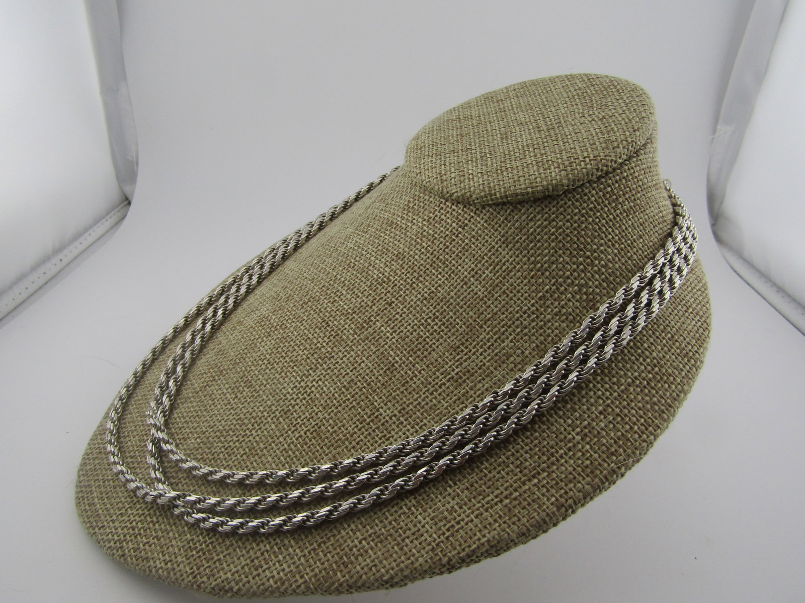 Vintage Sterling 3.5mm Rope Chain Necklace, 60", 1980's-1990's, Italy, Milor - 2