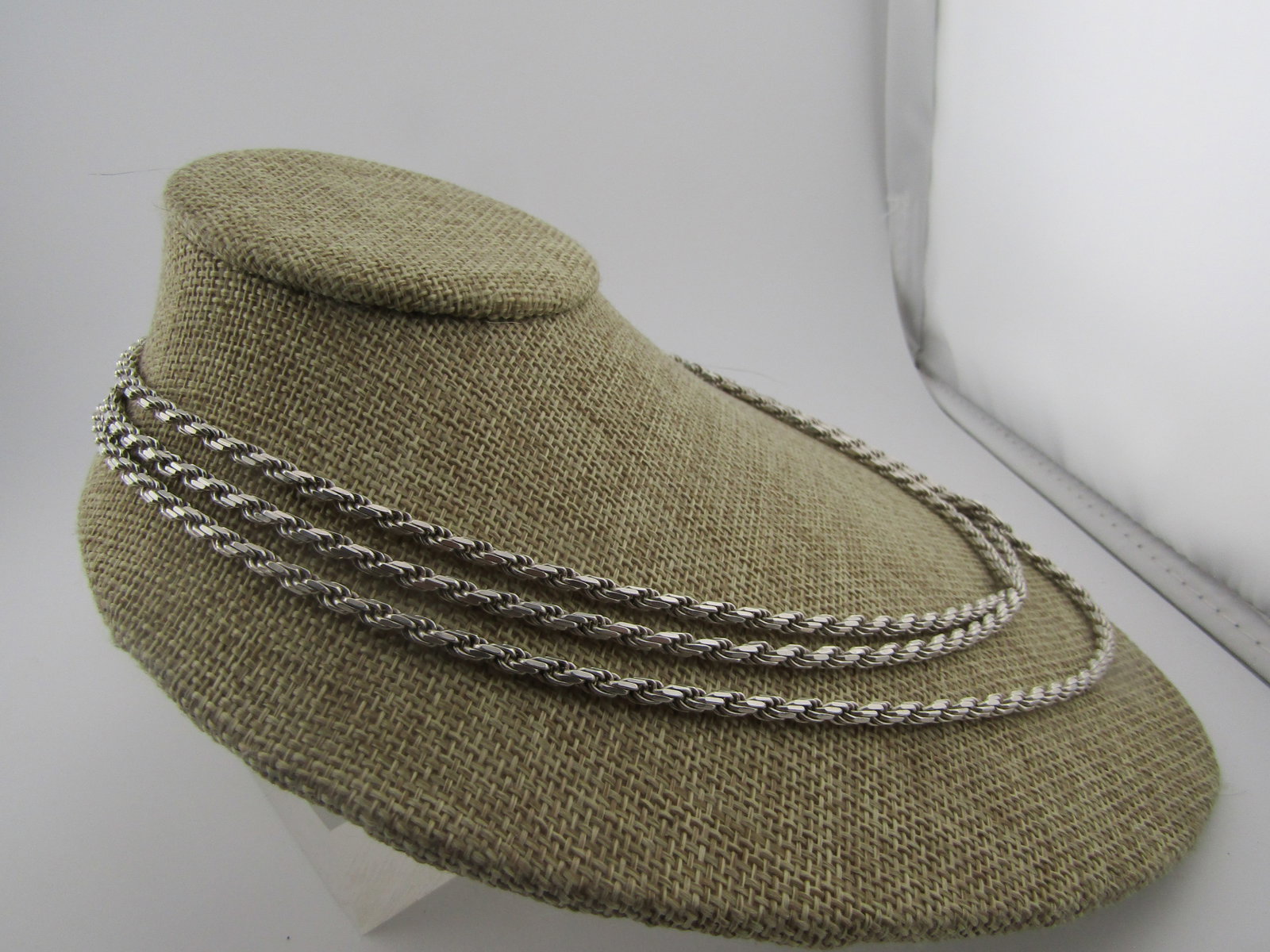 Vintage Sterling 3.5mm Rope Chain Necklace, 60", 1980's-1990's, Italy, Milor - 3