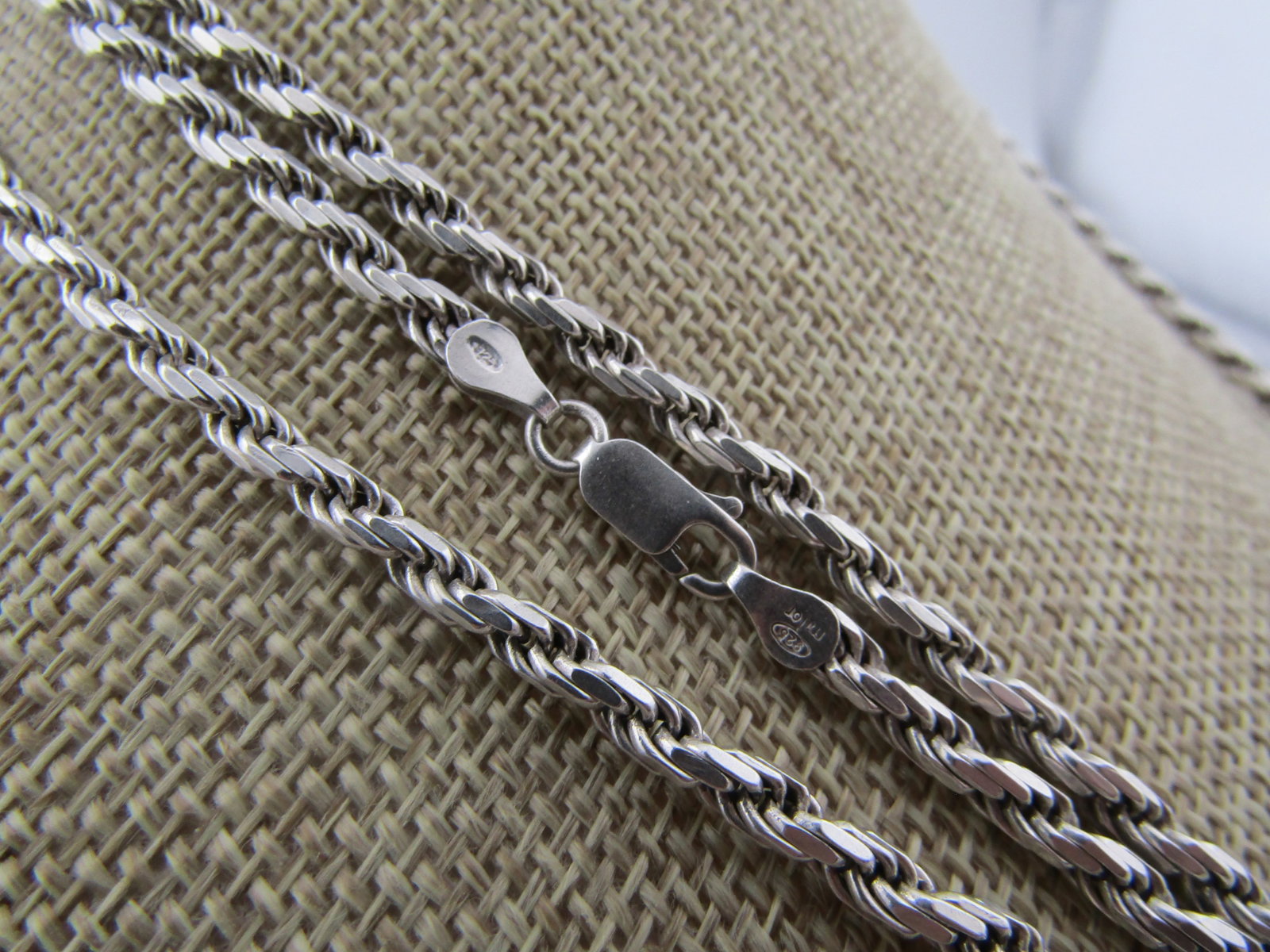 Vintage Sterling 3.5mm Rope Chain Necklace, 60", 1980's-1990's, Italy, Milor - 4
