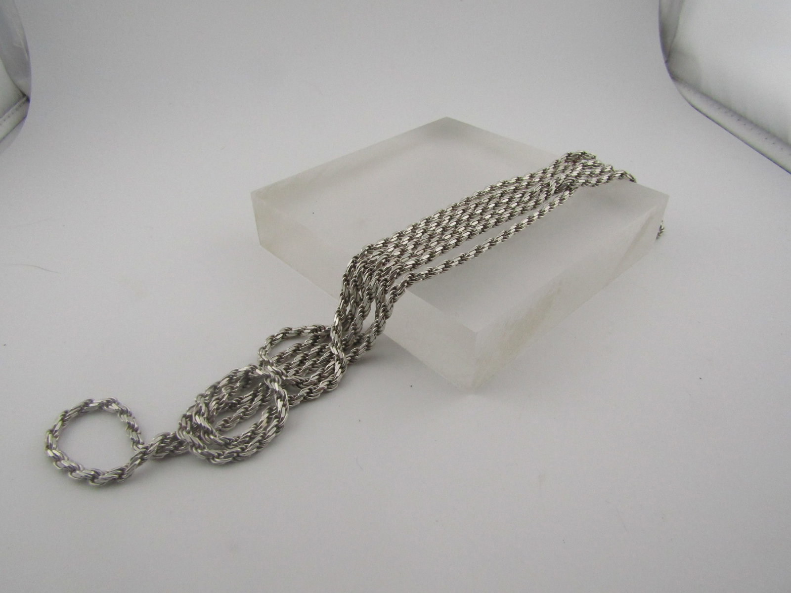 Vintage Sterling 3.5mm Rope Chain Necklace, 60", 1980's-1990's, Italy, Milor - 5