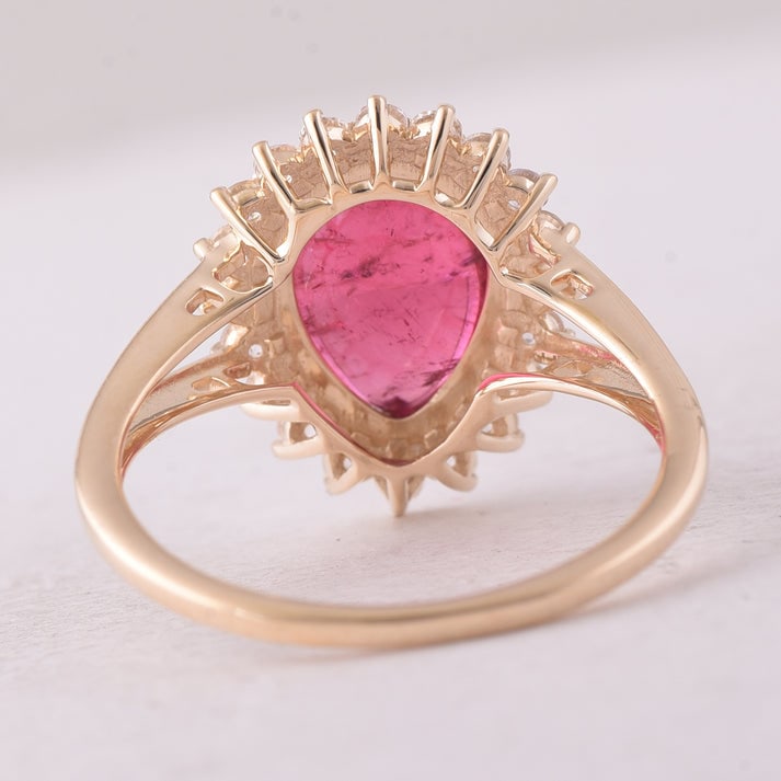 3.52 Ct Pear Tourmaline 9K Gold Ring - 3