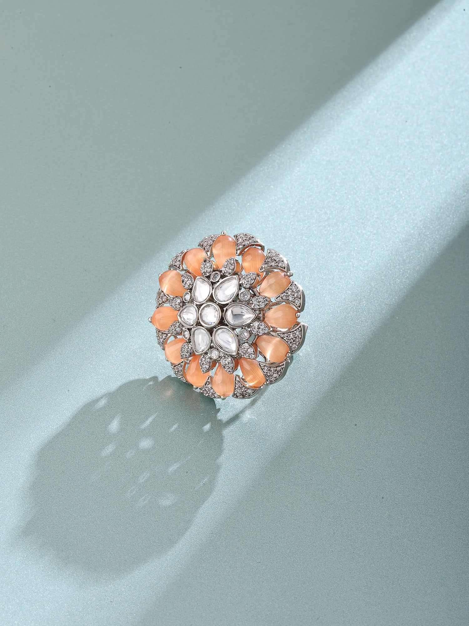Beaded Floral Kundan Stone Studded Adjustable Ring: Title:Beaded Floral Kundan Stone Studded Adjustable Ring Reference:itemcode : JA0739-Orange Reserve: $43.00 Shipping: Domestic: Shipping rates are determined by destination International: Foreign ship