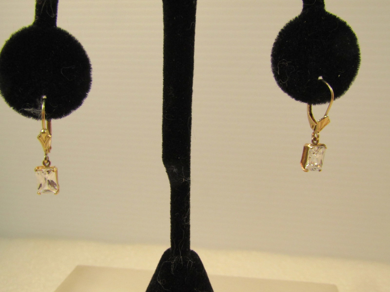 Vintage 14kt CZ Leverback Earrings, Signed L, 1970's-1980's (1 of 8)