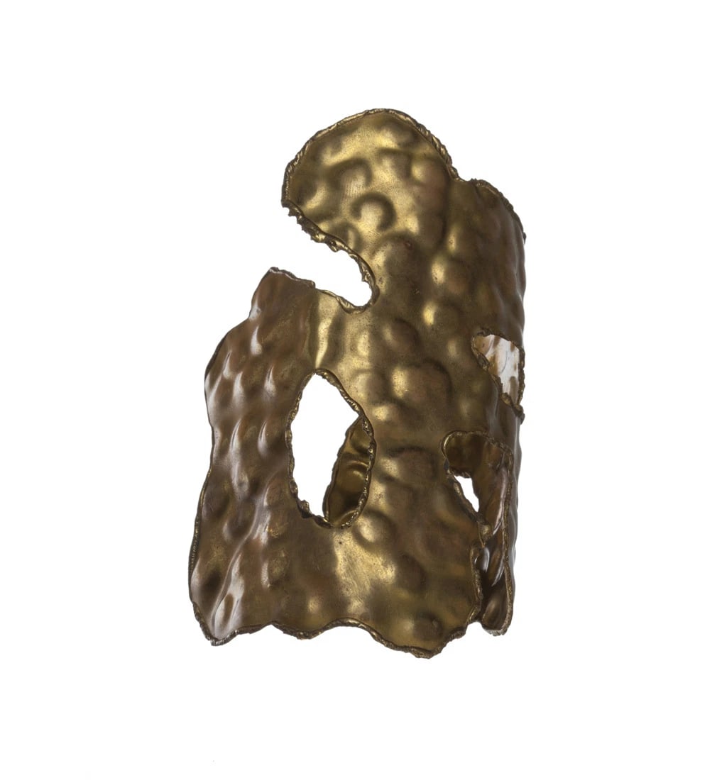 Huge Brutalist Brass Handmade Statement Cuff Bracelet - 2