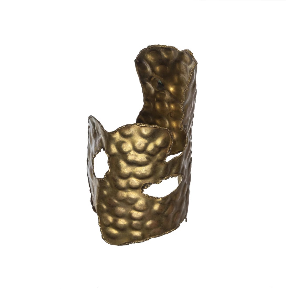 Huge Brutalist Brass Handmade Statement Cuff Bracelet - 3