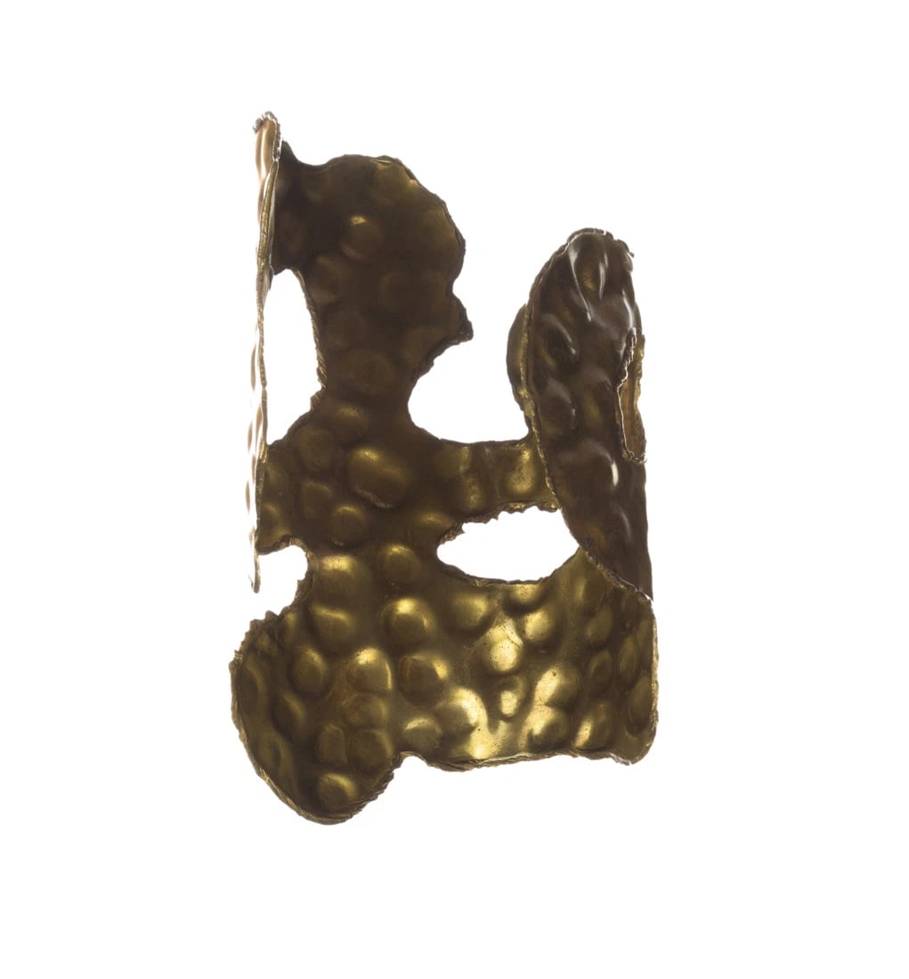 Huge Brutalist Brass Handmade Statement Cuff Bracelet - 6
