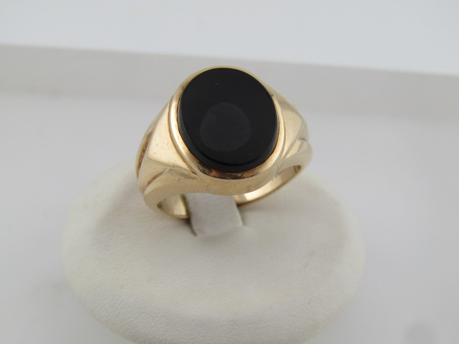 Vintage 14kt Men's Onyx Ring, Sz. 7, Signed, 1970's-1980's (1 of 7)