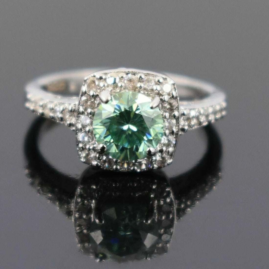 Hand Made Sterling Silver Blue Diamond Pave Ring 1.20 Cts - 3