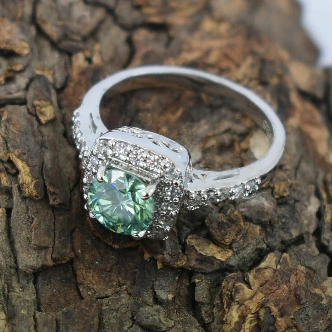 Hand Made Sterling Silver Blue Diamond Pave Ring 1.20 Cts - 4