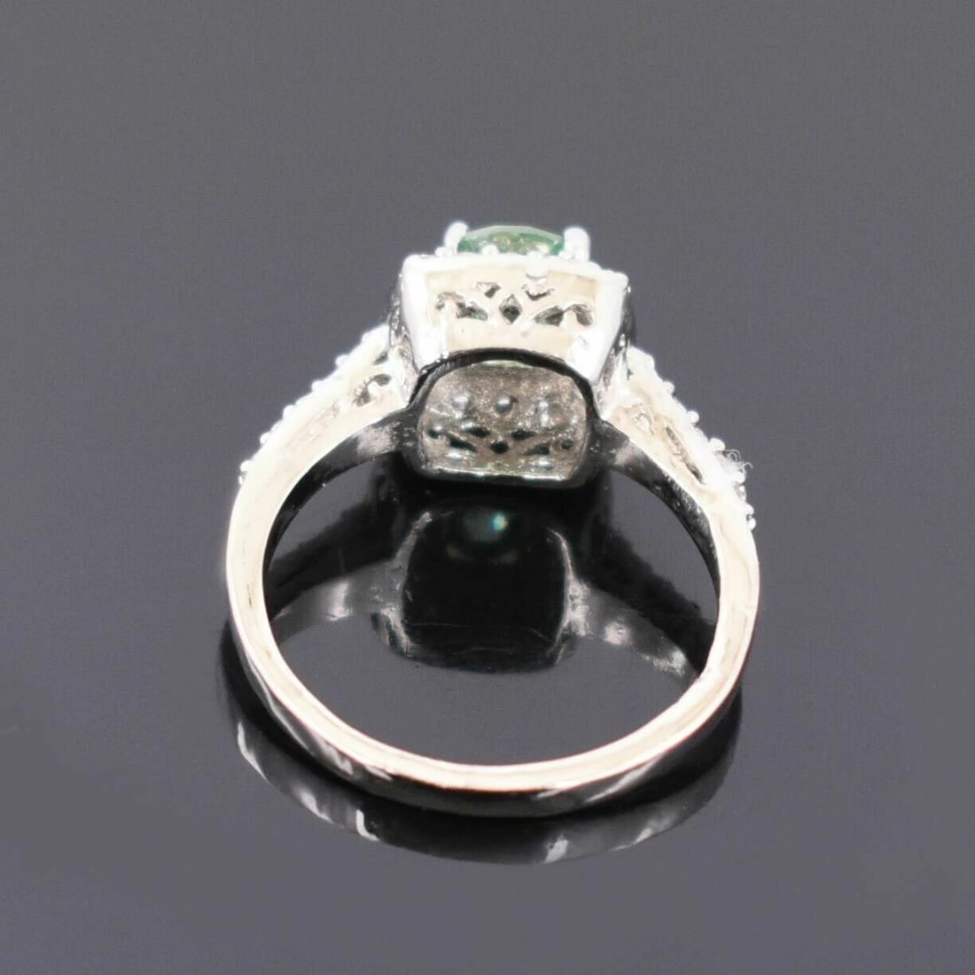 Hand Made Sterling Silver Blue Diamond Pave Ring 1.20 Cts - 6