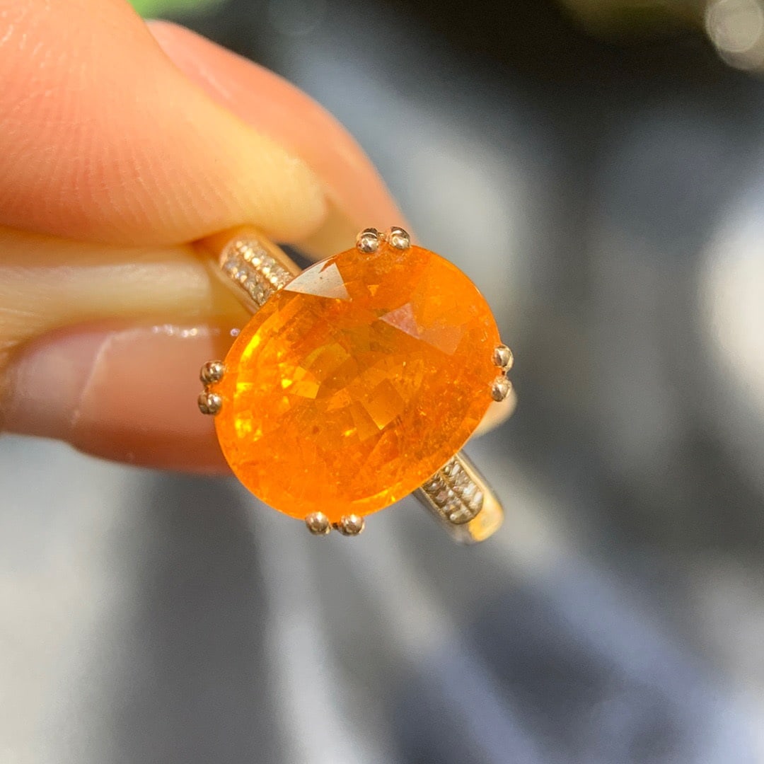 14K GOLD 8.15 CT NATURAL PARTSCHINITE and DIAMOND RING - 2