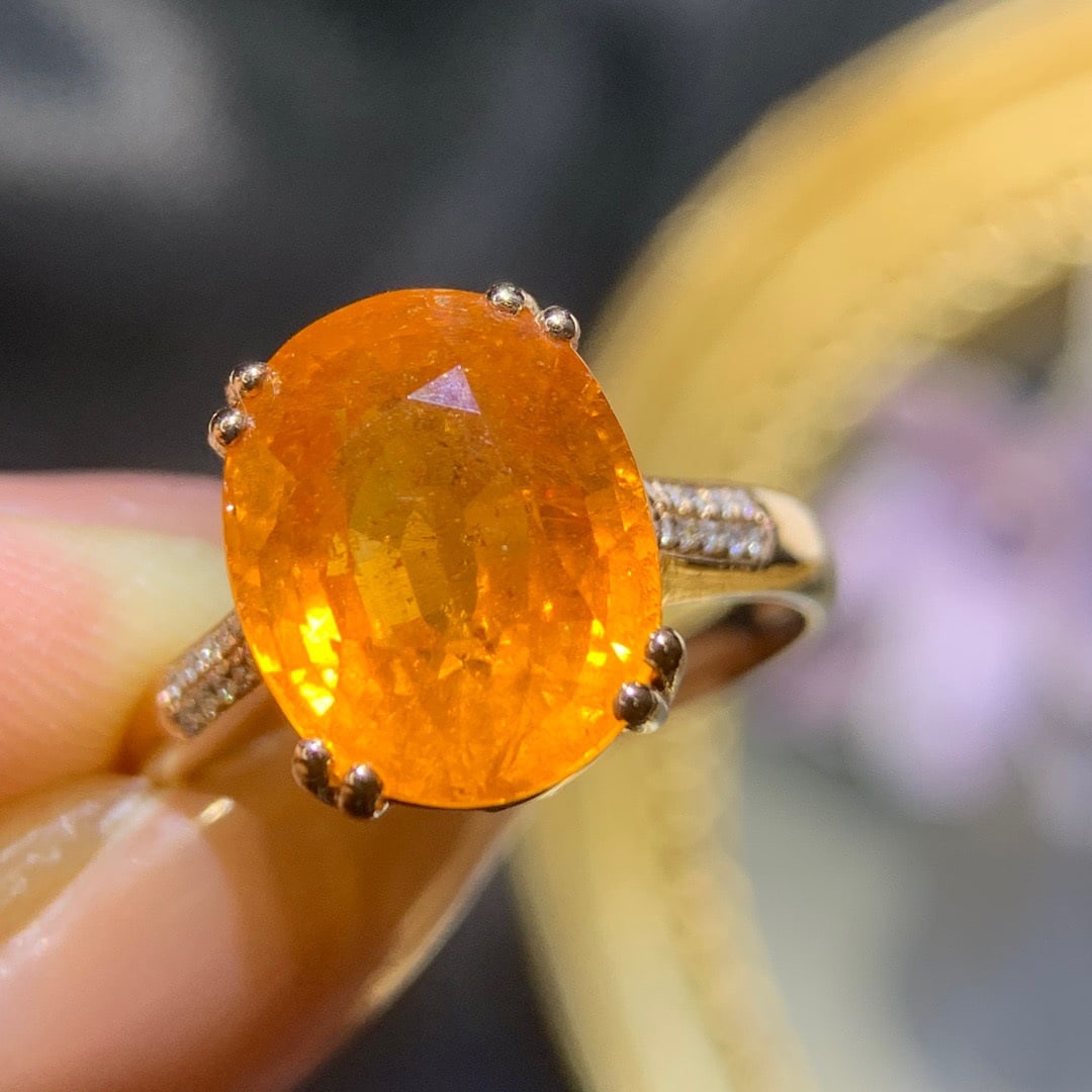 14K GOLD 8.15 CT NATURAL PARTSCHINITE and DIAMOND RING - 5