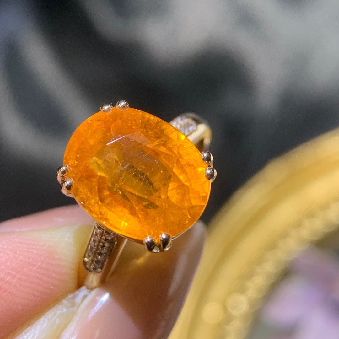 14K GOLD 8.15 CT NATURAL PARTSCHINITE and DIAMOND RING - 6