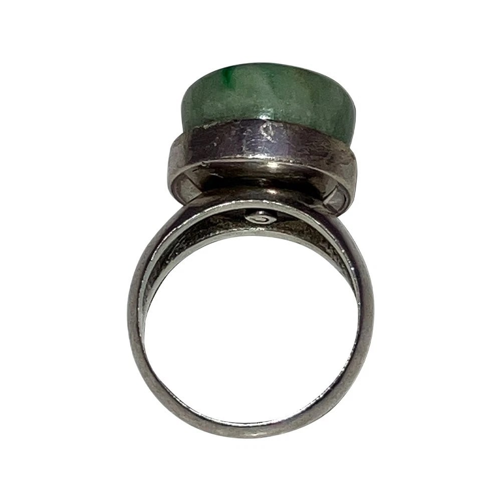 Hand Made Sterling Silver Apple Green Jadeite Jade Spinning Ring - 5