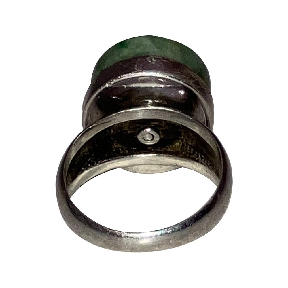 Hand Made Sterling Silver Apple Green Jadeite Jade Spinning Ring - 6