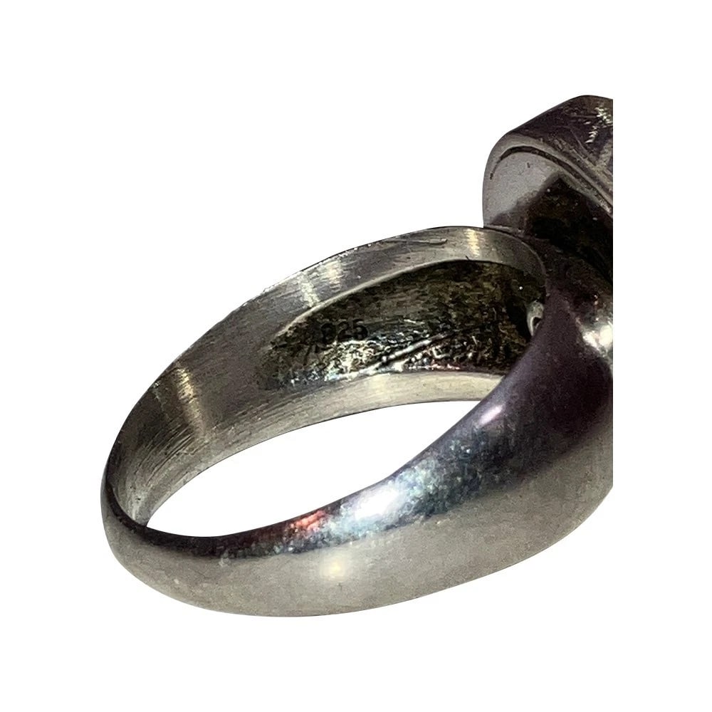 Hand Made Sterling Silver Apple Green Jadeite Jade Spinning Ring - 7