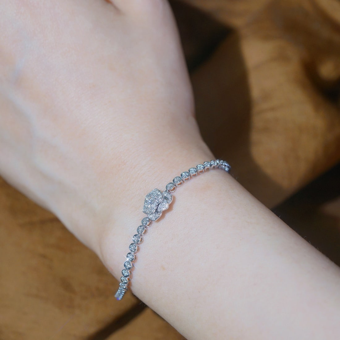 14K GOLD 0.85 CT NATURAL H DIAMOND BRACELET - 4