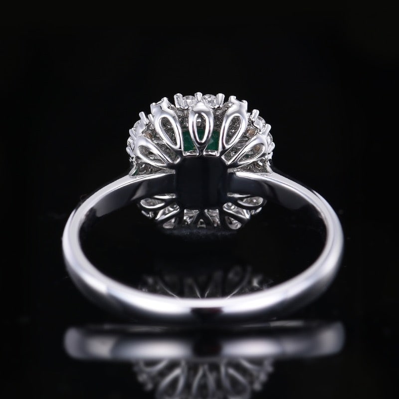14K GOLD 0.91 CTW VIVID GREEN NATURAL EMERALD and DIAMOND RING - 5