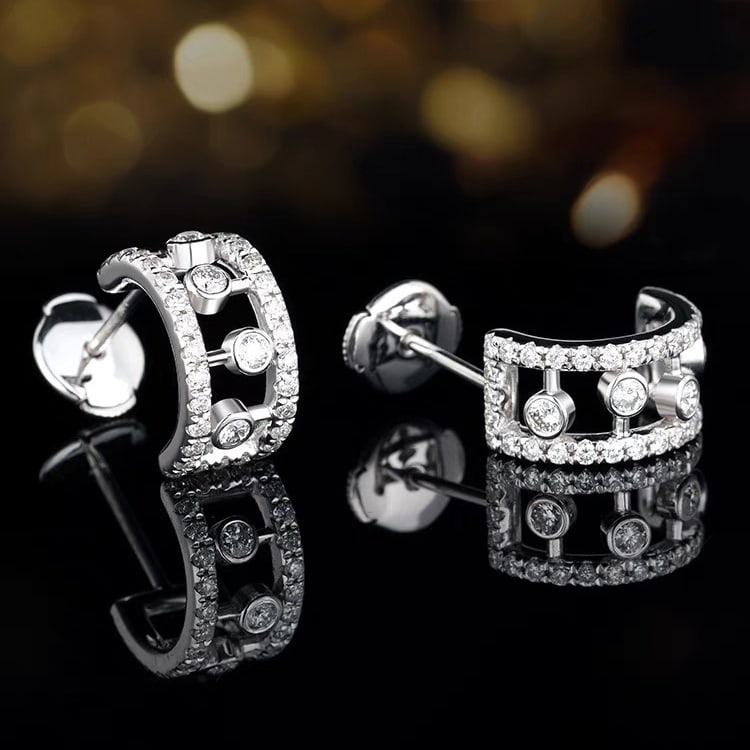 14K GOLD 0.8 CT NATURAL H DIAMOND EARRINGS - 3