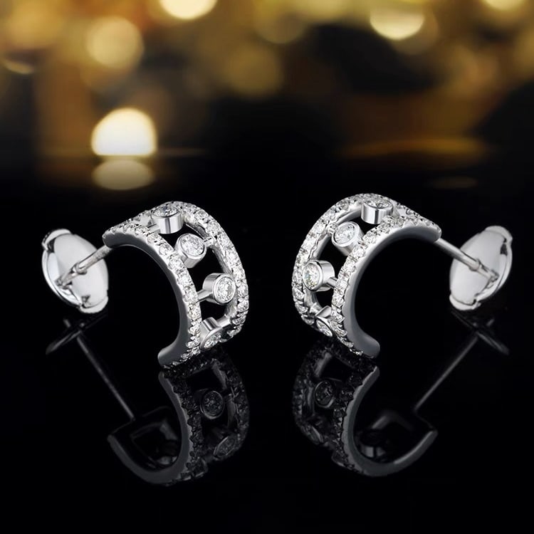 14K GOLD 0.8 CT NATURAL H DIAMOND EARRINGS - 5