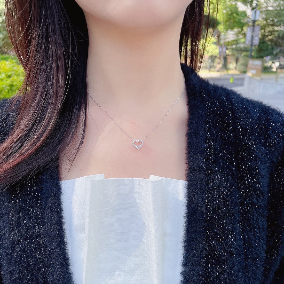 14K GOLD 0.21 CT NATURAL H DIAMOND NECKLACE - 3