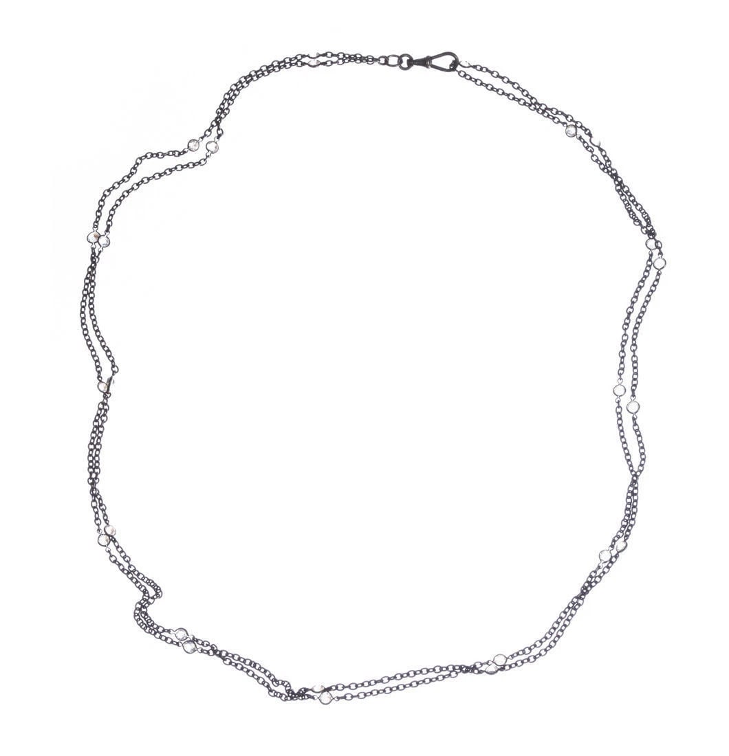 Art Deco Sterling Silver Rock Crystal Flapper Necklace - 3