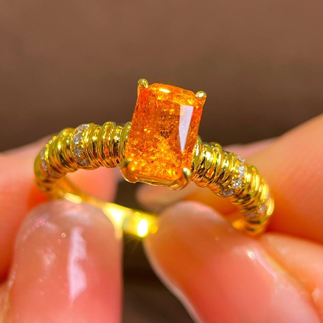 14K GOLD 2.13 CTW NATURAL PARTSCHINITE and DIAMOND RING - 6