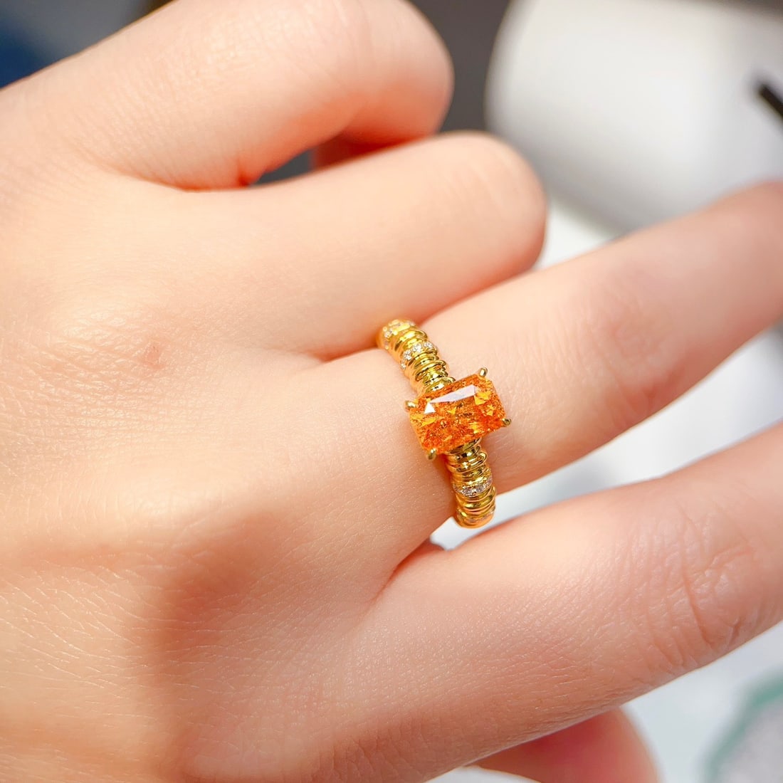 14K GOLD 2.13 CTW NATURAL PARTSCHINITE and DIAMOND RING - 7
