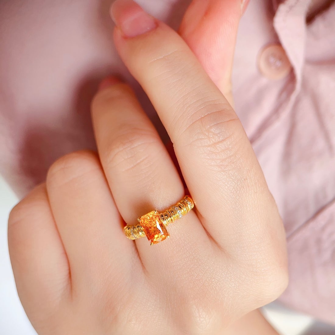 14K GOLD 2.13 CTW NATURAL PARTSCHINITE and DIAMOND RING - 8