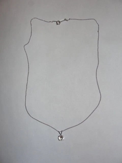 Sterling Silver Faceted Rock Crystal Prong Set Necklace Solitaire - 3