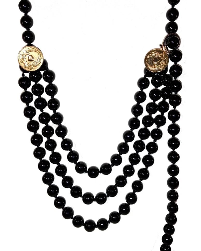 Moschino Triple Strand Black Plastic Bead Cheap and Chic Coin Belt Necklace - 3