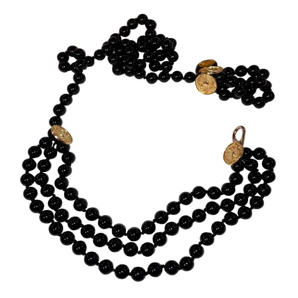 Moschino Triple Strand Black Plastic Bead Cheap and Chic Coin Belt Necklace - 4