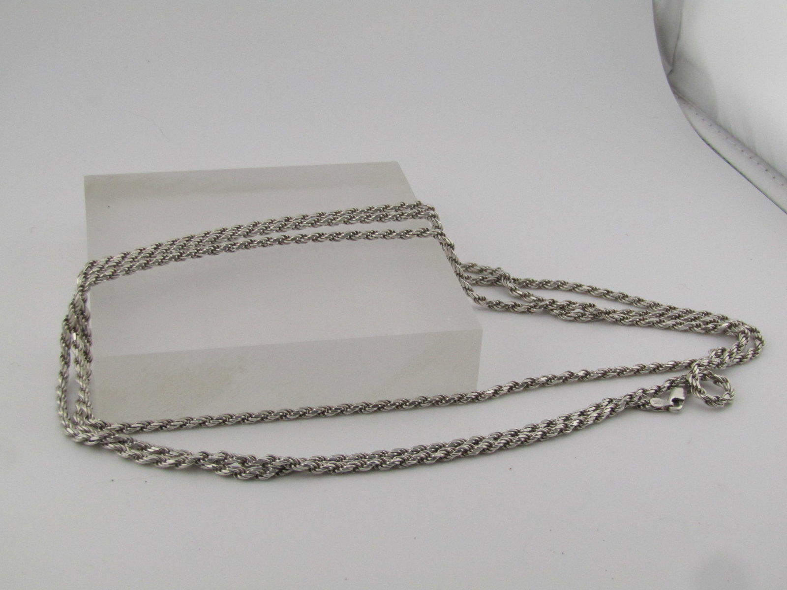 Sterling Silver 60" 3.5mm Chain Necklace, Lobster Clasp, 1990's , Milor, Italy - 6