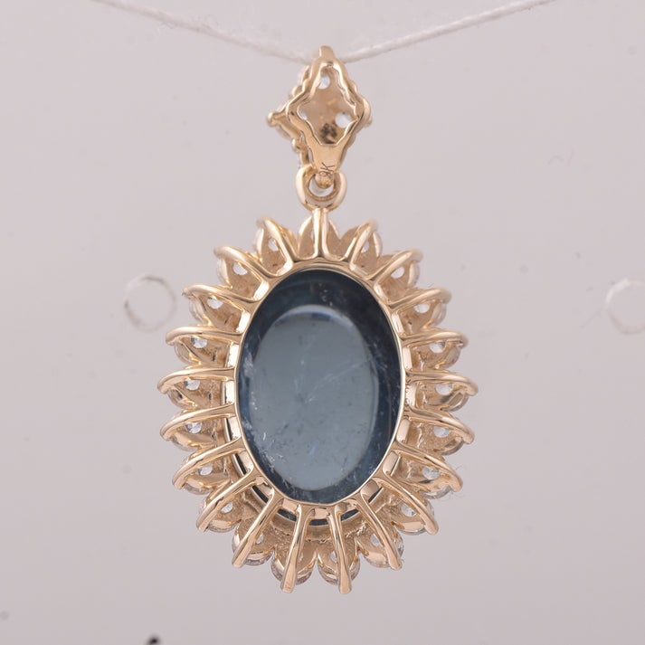 9.22 Ct Oval Tourmaline 9K Gold Pendant - 2