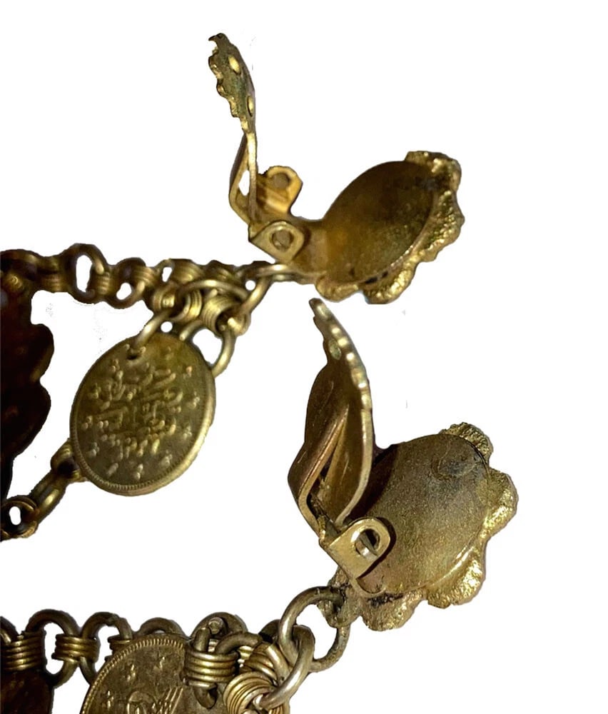 Brass Bohemian Tribal Chandelier Dangle Coin Earrings - 6