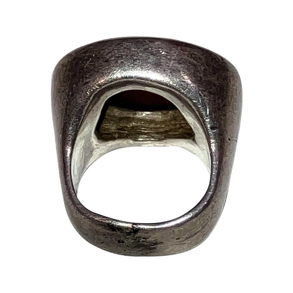 Vintage Sterling Silver Round Carnelian Pinky Signet Ring - 5