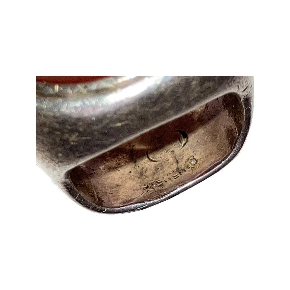 Vintage Sterling Silver Round Carnelian Pinky Signet Ring - 7