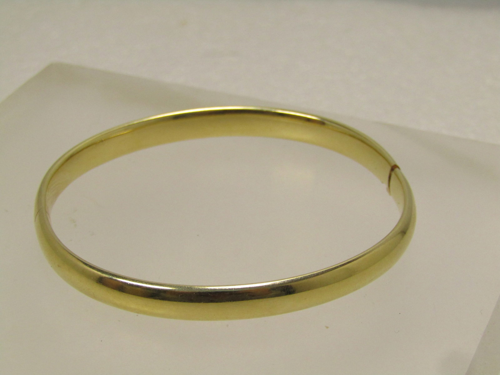 Vintage 14kt Hinged Bangle Bracelet, 6.75", Mid-Century, Signed (1 of 7)