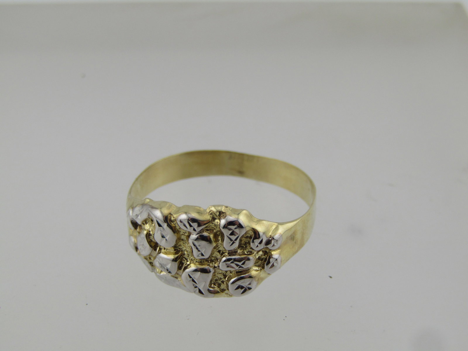 10kt Two Tone Nugget Ring, Men's, Sz. 11.5, Unisex - 6