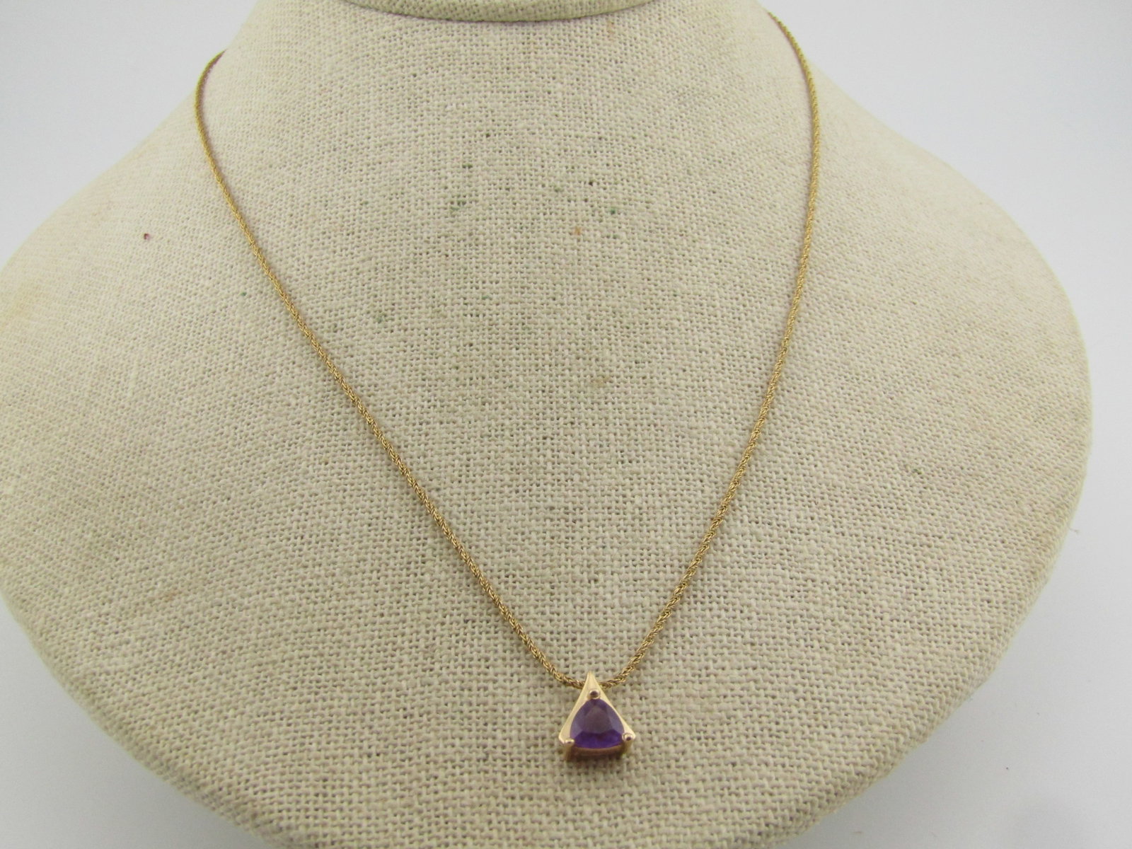 Vintage 14kt Trillant Cut Amethyst Necklace, 18", 1980's, Signed (1 of 6)