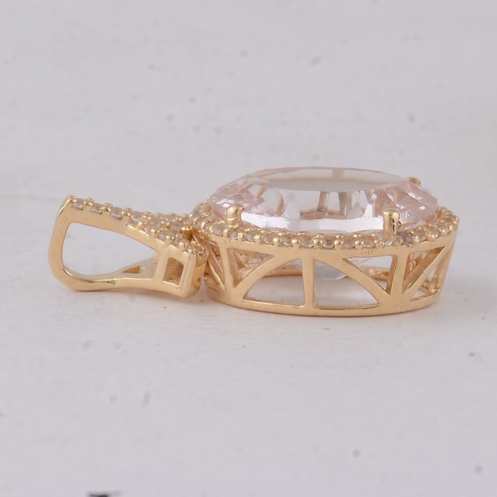 3.66 Ct Oval Morganite 9K Gold Pendant - 3