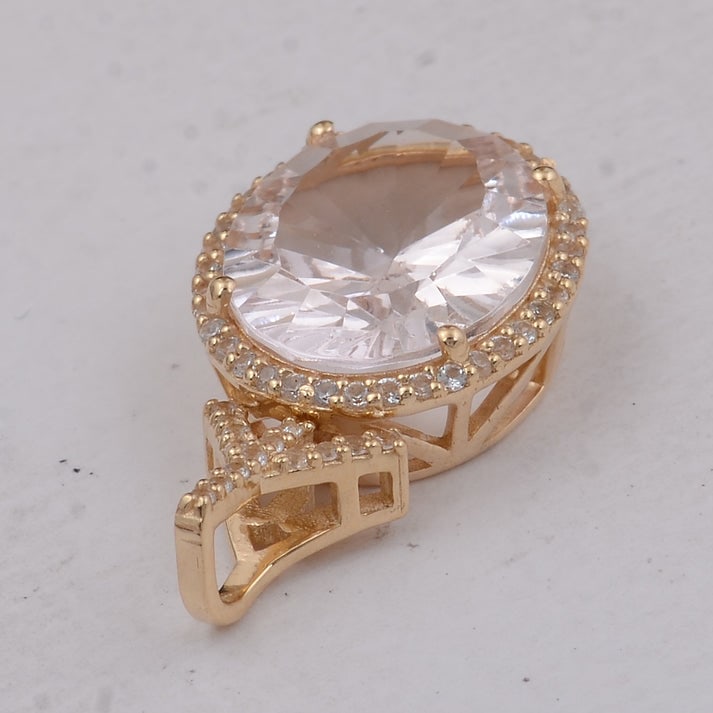 3.66 Ct Oval Morganite 9K Gold Pendant - 4