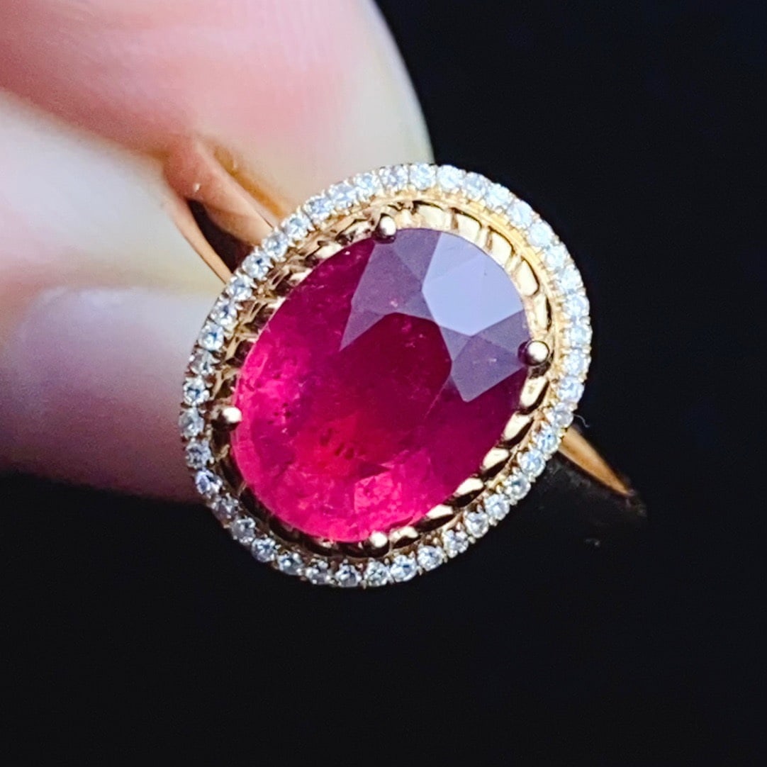 14K GOLD 2.15 CT NATURAL TOURMALINE and DIAMOND RING - 2