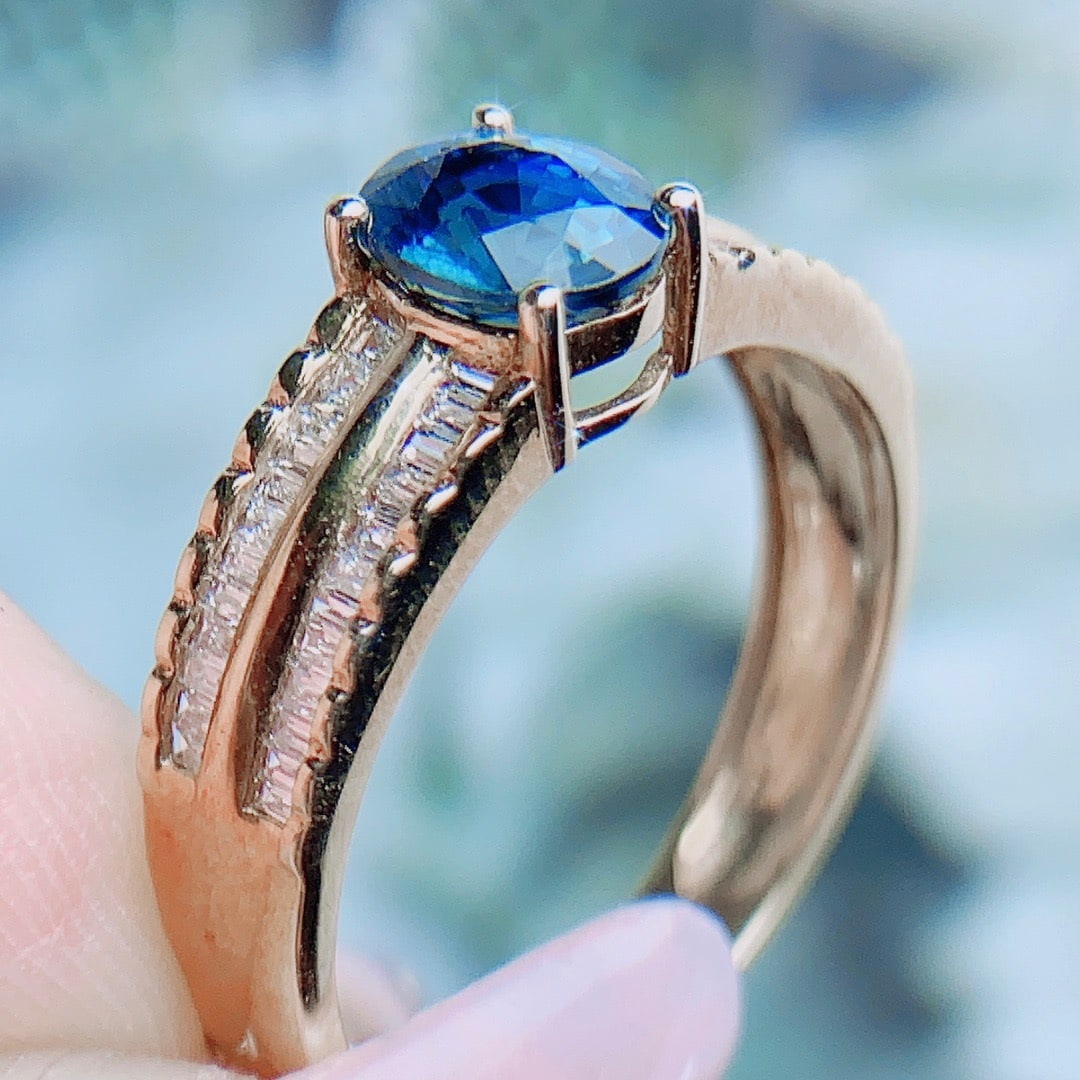 14K GOLD 1.21 CTW NATURAL SAPPHIRE and DIAMOND RING - 4