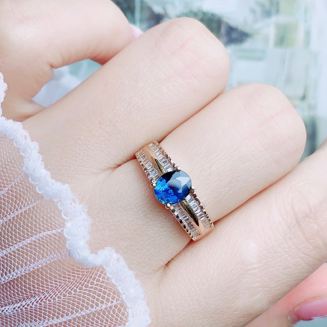 14K GOLD 1.21 CTW NATURAL SAPPHIRE and DIAMOND RING - 6